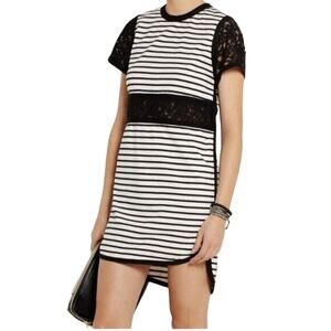 SEA NY Lace Striped Cutout trim Dress Cotton Women's Size 8